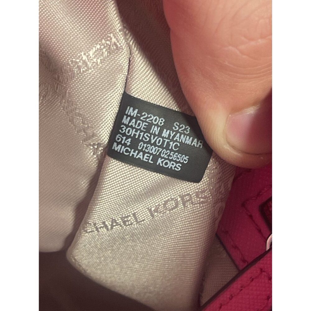 Michael Kors Pink‎ Nylon Saffiano Leather Small Tote Bag 30H1SV0T1C Zip Top - Picture 5 of 8
